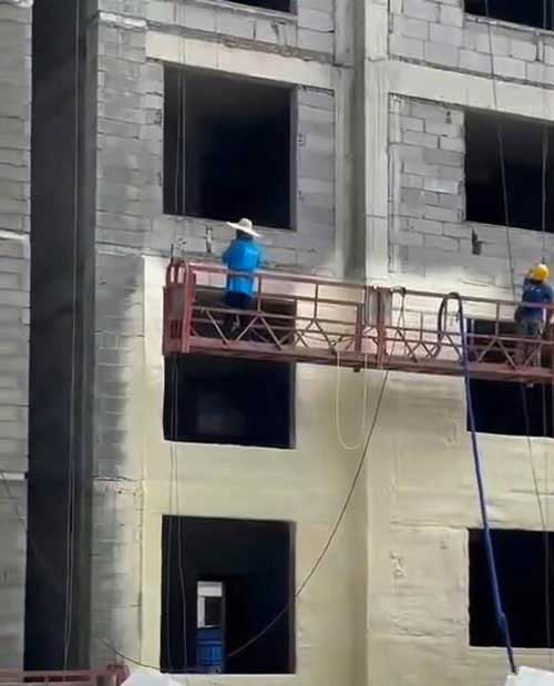 噴聚氨酯泡沫的機器(圖2) 外墻保溫噴聚氨酯泡沫案例